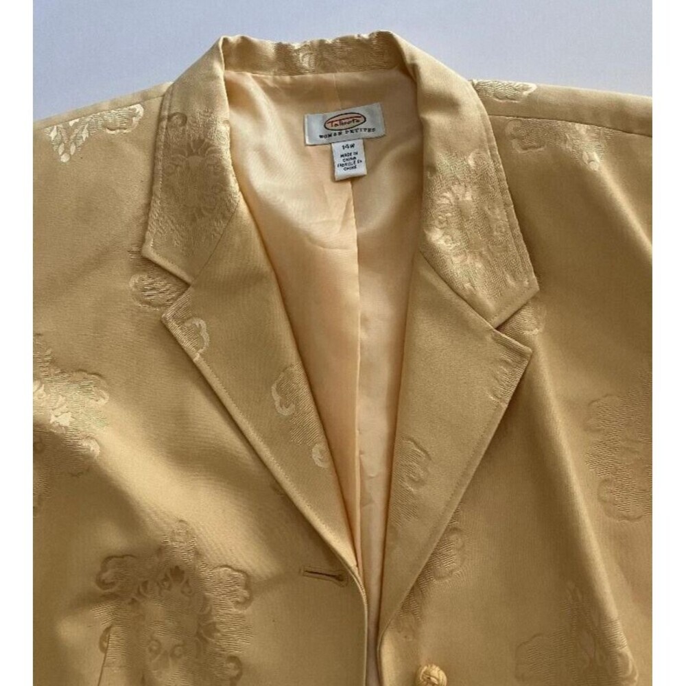Talbots Womans Floral 14W Chic Yellow Blazer Jacket Classic Toggle Knot - Picture 4 of 10